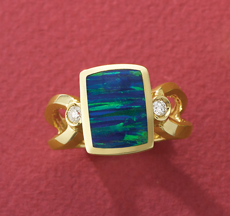 Diamond And Opal Rings - Opal Rings Diamond & Opal Ring In 14kt Gold
