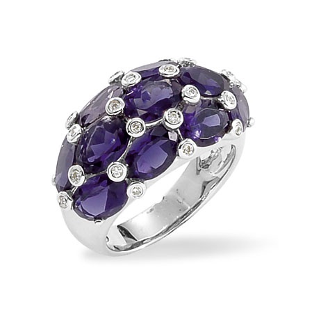 Iolite And Rings And White Gold - 18kt White Gold Iolite And Diamond Ring