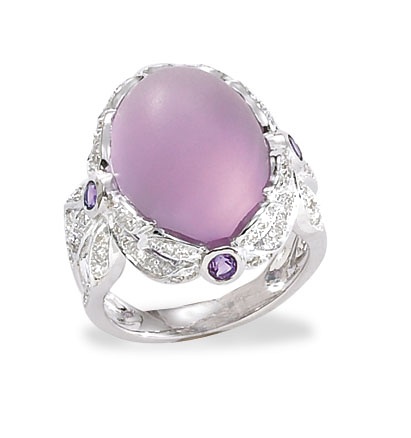 Diamond Rings On Clearance - CLEARANCE - 18k White Gold Frosted Amethyst And Diamond Ring