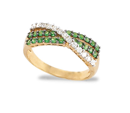 Green Garnet Ring - 18kt Gold Green Garnet And Diamond Ring