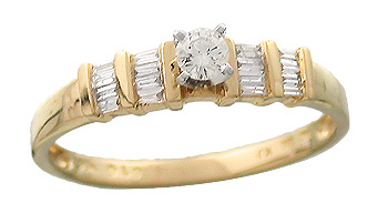 Diamonds Engagement Rings - Engagement Rings - Baguette Diamonds In 14k Yellow Gold Ring