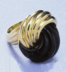Black Gold Rings - 14k Gold & Black Onyx Swirled Ring