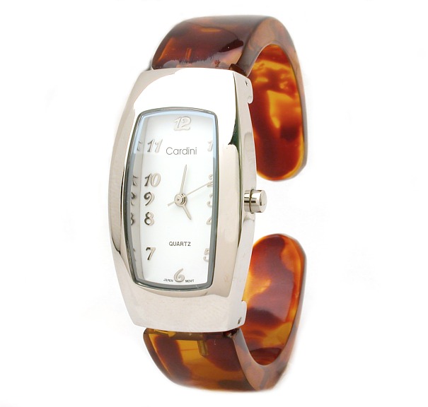 Cuff Watches - Rectangle Steel Tortoise Shell Cuff Watch